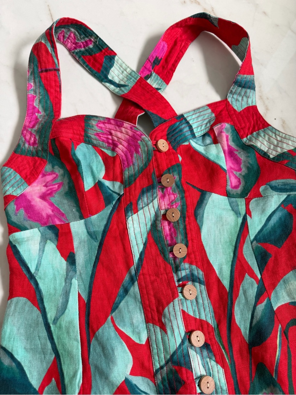 FARM Rio Red Summer Foliage Red Mini Dress NWT - Picture 7 of 12
